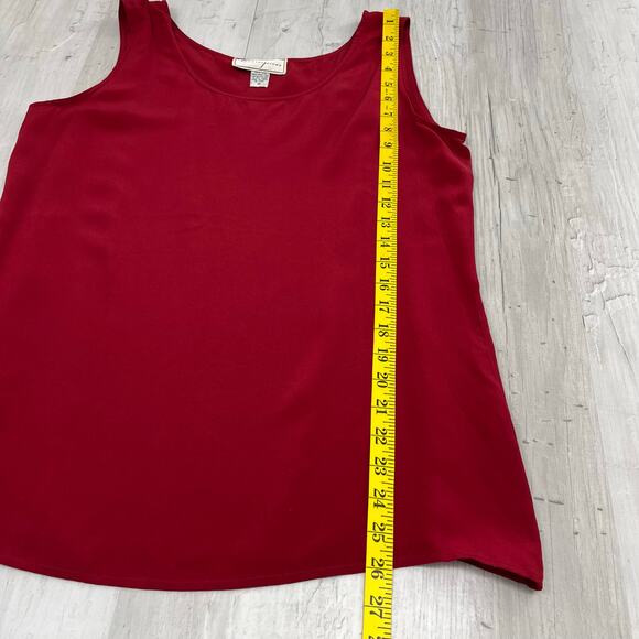Spenser Jeremy Red Sleeveless Silk Plain Basic Staple Flowy Tank Top Blouse - Picture 7 of 7